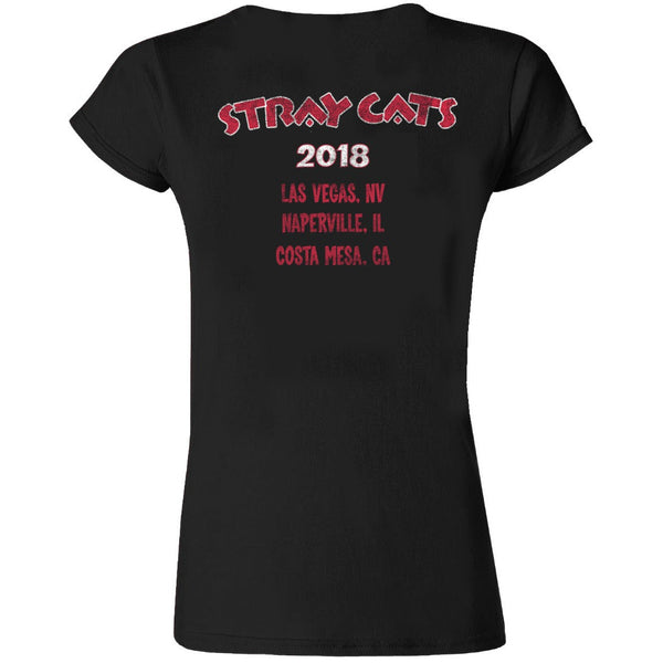 Stray Cats Stray Cats - Ladies Distressed Cat Head Logo Tour 2018 Tee