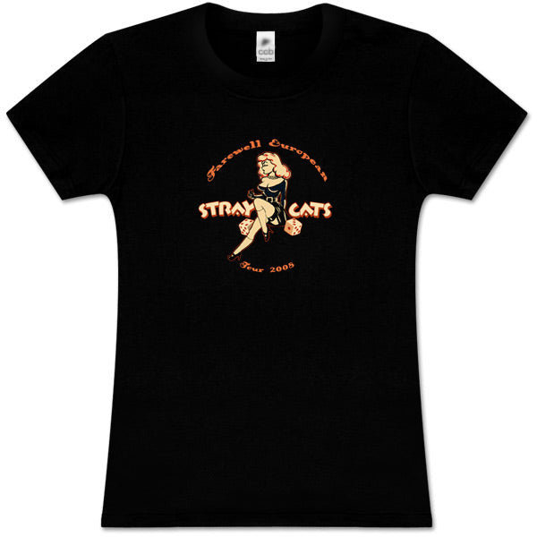 stray cats Stray Cats - Ladies' Pin-Up Girl Logo T-Shirt