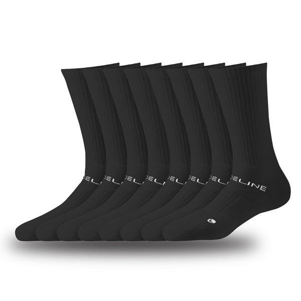 Strideline Basics | Premium Crew | Combed Cotton | Multi-Pack Black & Grey