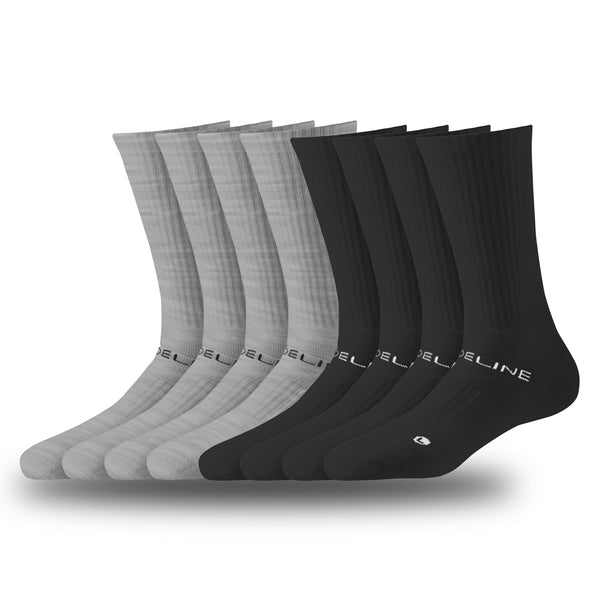 strideline Basics | Premium Crew | Combed Cotton | Multi-Pack Black & Grey