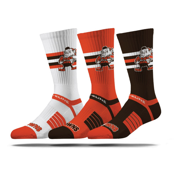 strideline Cleveland Browns | Premium Knit Crew | NFL Retro 3 Pack | N02650498ML