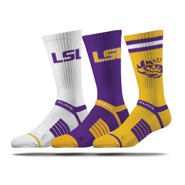 strideline LSU | Premium Knit Crew 3 Pack | NCAA 3 Pack G2 | N02503753ML