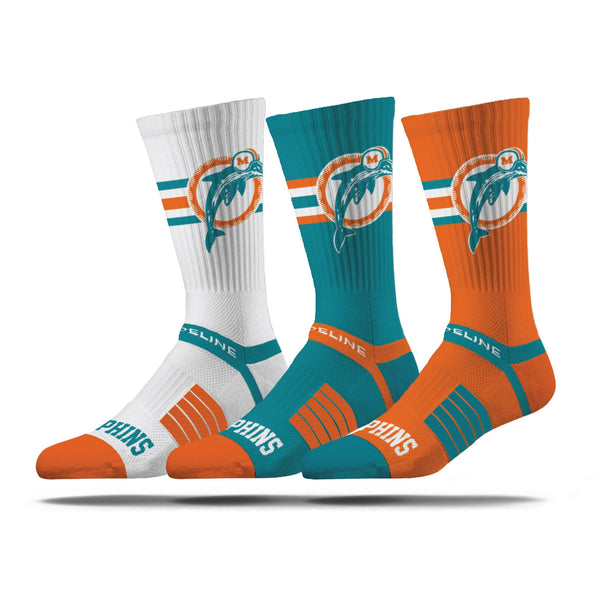strideline Miami Dolphins | Premium Knit Crew | NFL Retro 3 Pack | N02651096ML