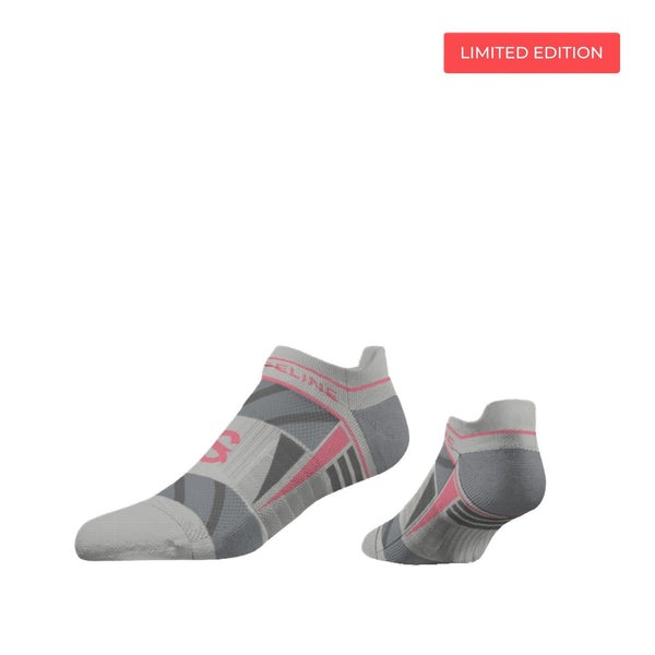 Strideline Performance Ankle Socks Grey | Pink Accent