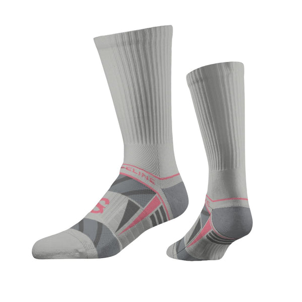 Strideline Performance Crew Socks Grey | Navy Accent