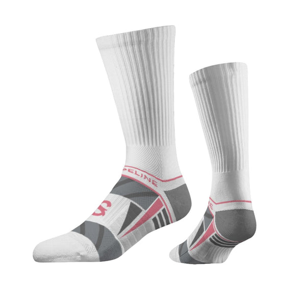 Strideline Performance Crew Socks Grey | Navy Accent