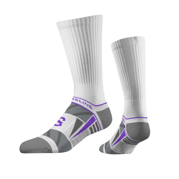 Strideline Performance Crew Socks Grey | Navy Accent
