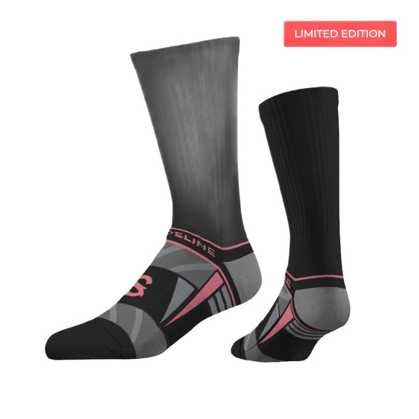 strideline Performance Crew Socks Grey | Navy Accent