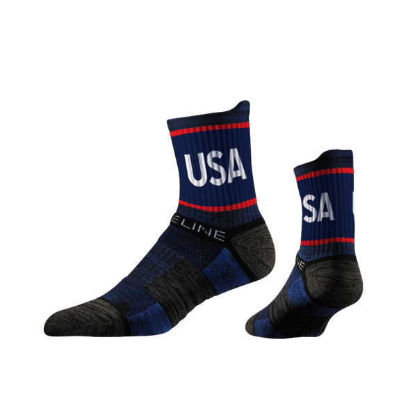 Strideline Team USA Mid Socks White Mid With Stars