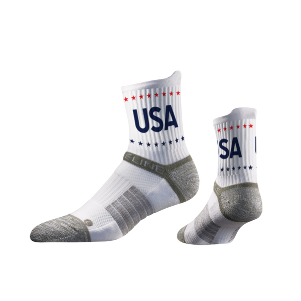 Strideline Team USA Mid Socks White Mid With Stars