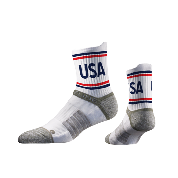 strideline Team USA Mid Socks White Mid With Stars