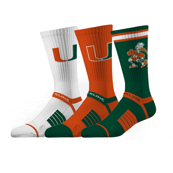 strideline University of Miami | Premium Knit Crew 3 Pack | NCAA 3 Pack G2 | N02503505ML