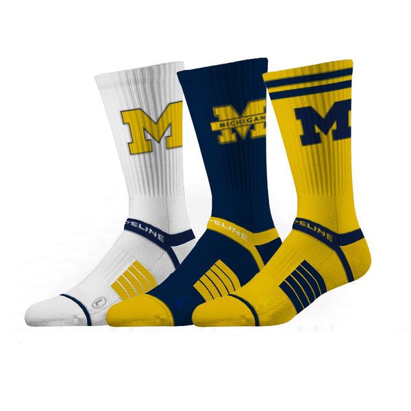 strideline University of Michigan | Premium Knit Crew 3 Pack | NCAA 3 Pack G2 | N02503509ML