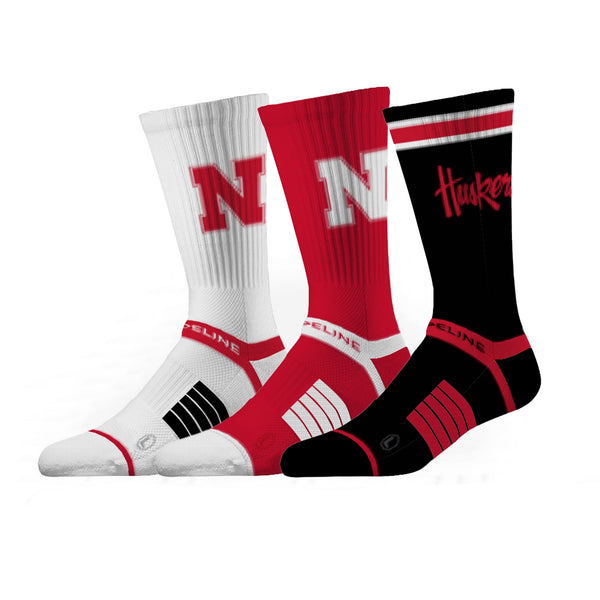 strideline University of Nebraska | Premium Knit Crew 3 Pack | NCAA 3 Pack G2 | N02504012ML