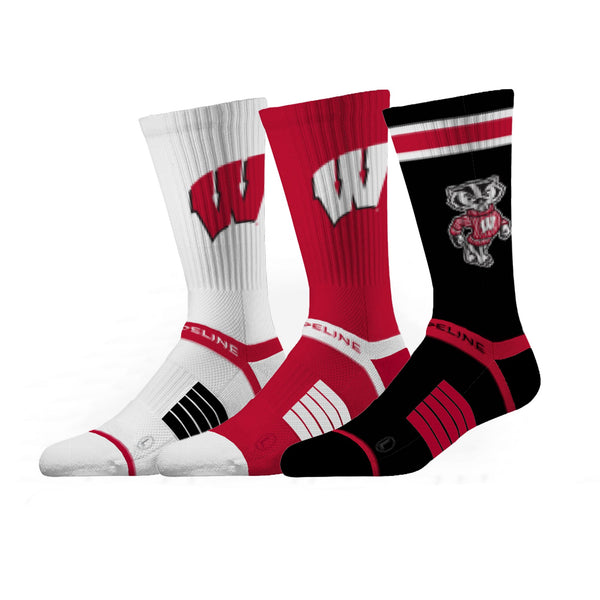 strideline University of Wisconsin | Premium Knit Crew 3 Pack | NCAA 3 Pack G2 | N02506378ML