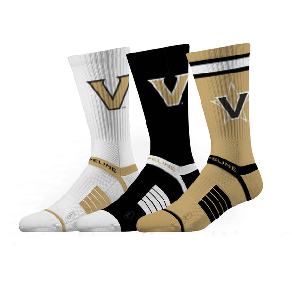 strideline Vanderbilt University | Premium Knit Crew 3 Pack | NCAA 3 Pack G2 | N02506382ML