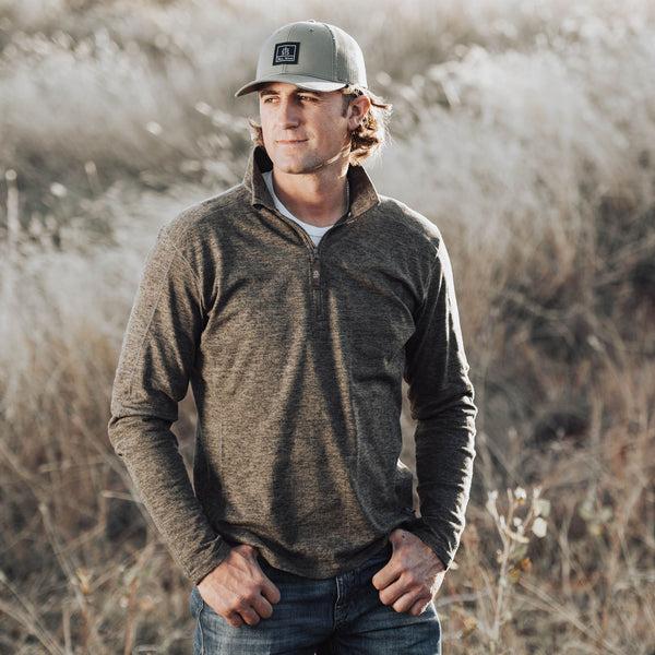 Sts Ranchwear Men's Quarter Zip Pullover - Heather Chocolate