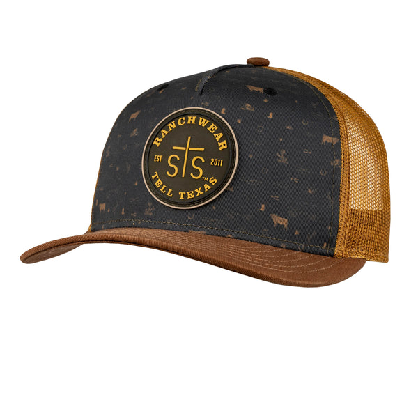 sts ranchwear STS Patch Hat - Black Bull Pattern