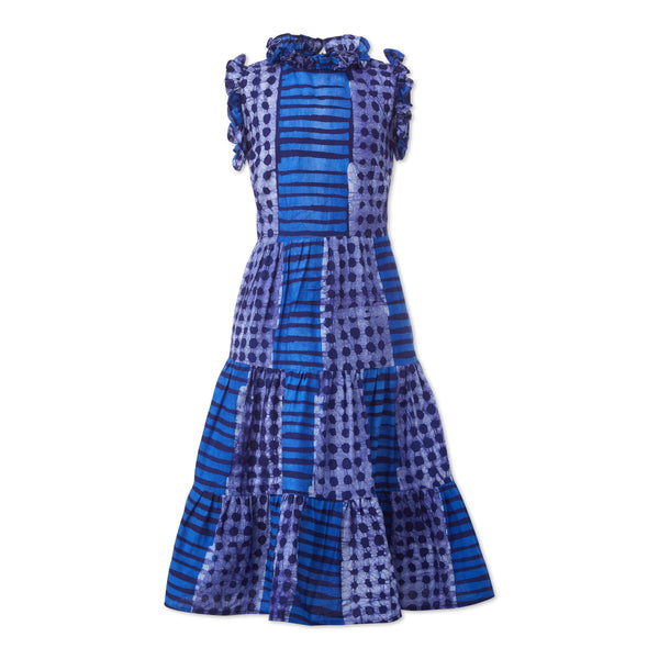 studio 189 Hand-Batik Cotton Ruffle Sleeveless Dress