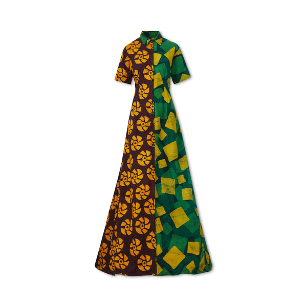 studio 189 Hand-Batik Mixed Print Cotton Shirt Dress