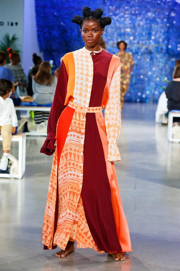 Studio 189 Hand-Batik Mixed Print Silk A-Line Long Skirt