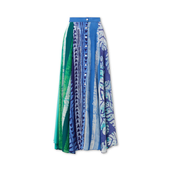 studio 189 Hand-Batik Mixed Print Silk A-Line Long Skirt