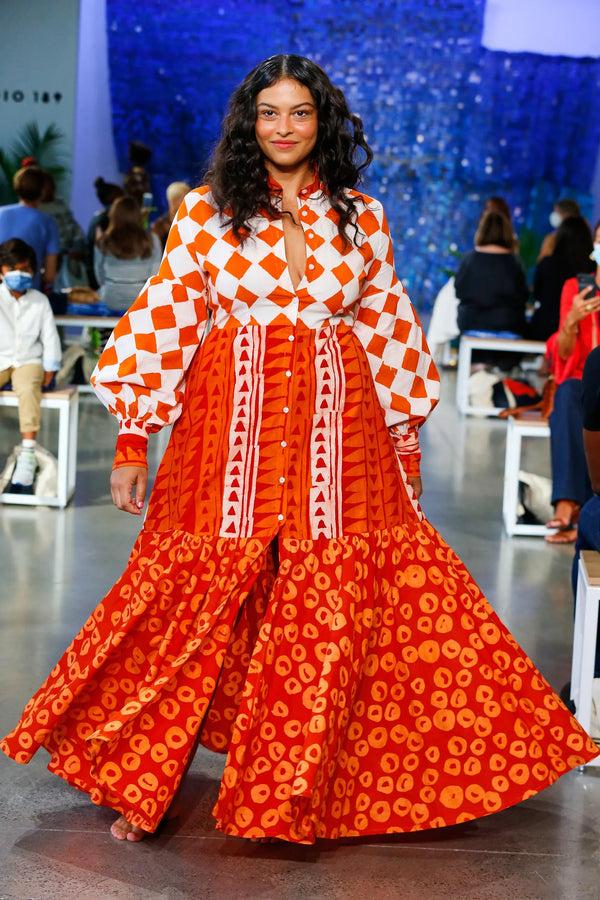 Studio 189 Cotton Maxi Blouson Sleeve Shirt Dress