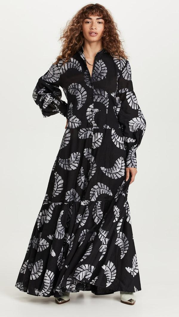 Studio 189 Cotton Maxi Blouson Sleeve Shirt Dress