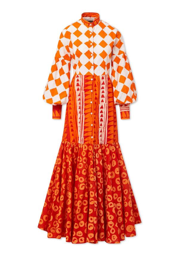 studio 189 Cotton Maxi Blouson Sleeve Shirt Dress