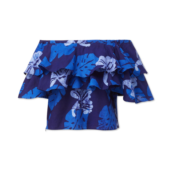Studio 189 Hand-Batik Cotton Double Ruffle Top