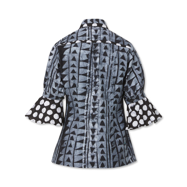 Studio 189 Hand-Batik Cotton Ruffle Cuff Shirt