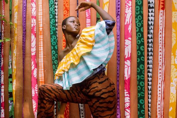 Studio 189 Hand-Batik Double Ruffle Top