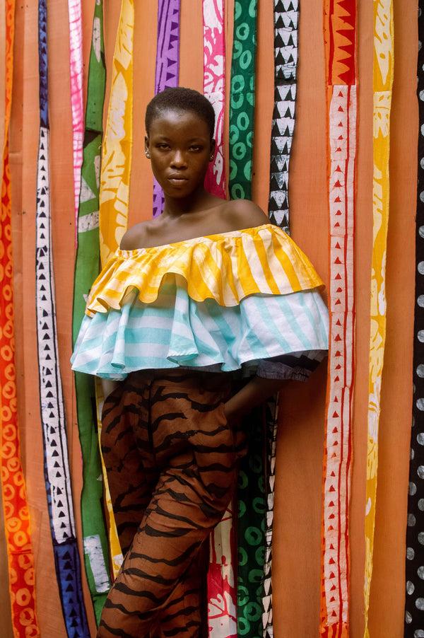 studio 189 Hand-Batik Double Ruffle Top