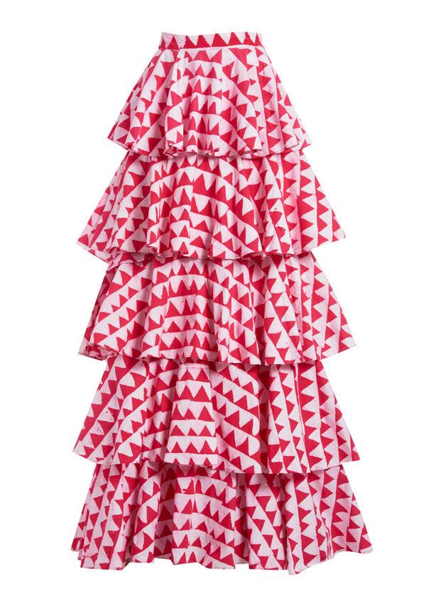 studio 189 Hand-Batik Tiered Ruffle Long Skirt