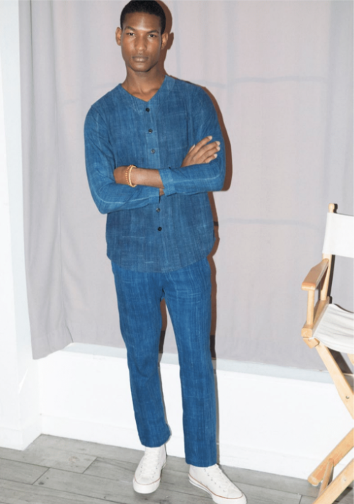 studio 189 Indigo Baseball Long Sleeve Shirt