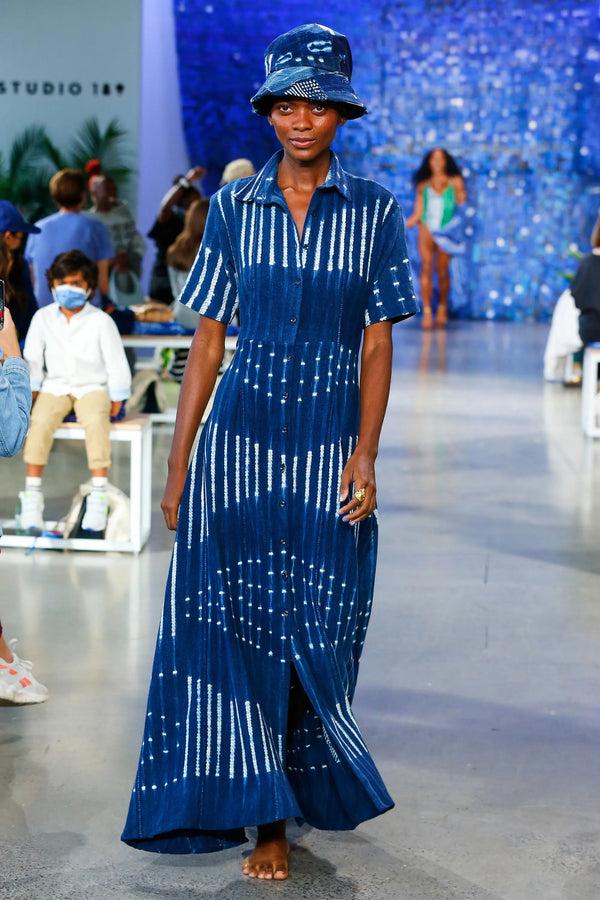 Studio 189 Patchwork Indigo Medium Bucket Hat