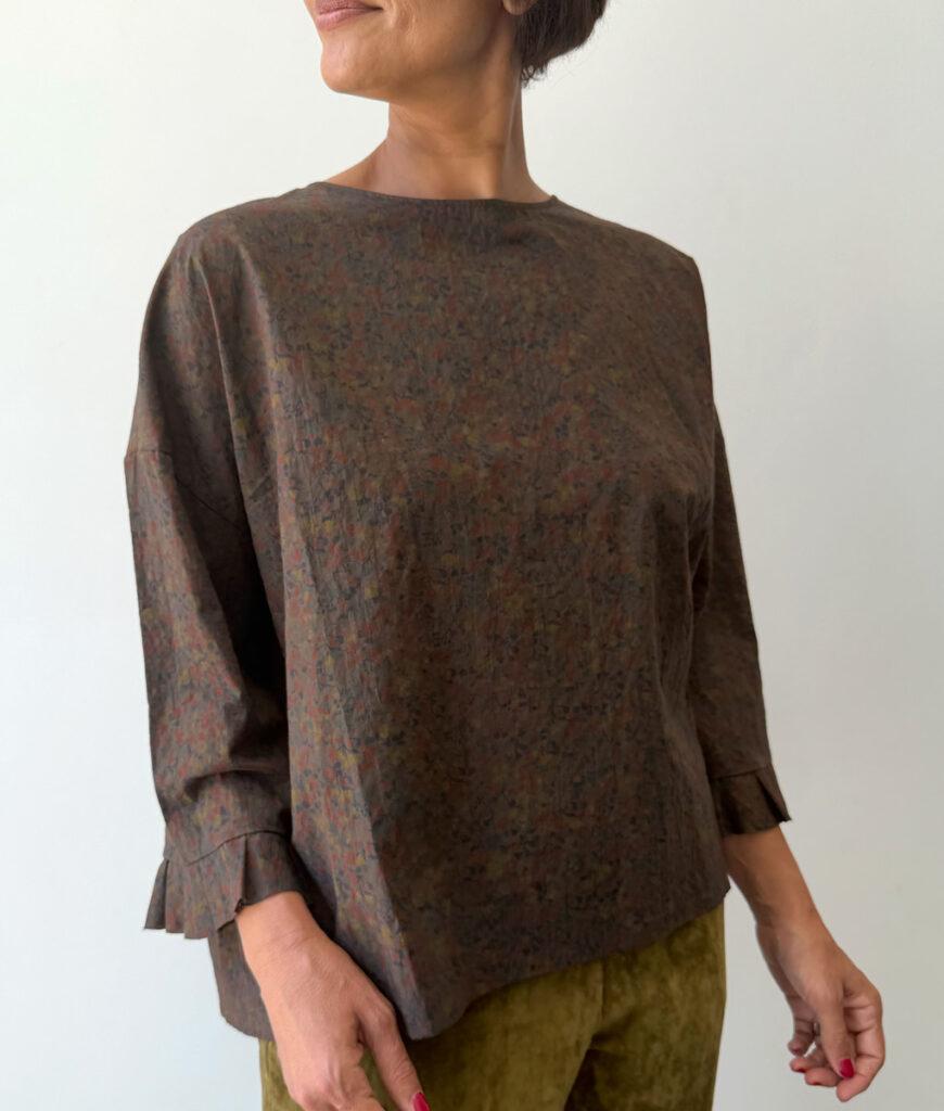 studio 8 Long Sleeve Frill top coffee
