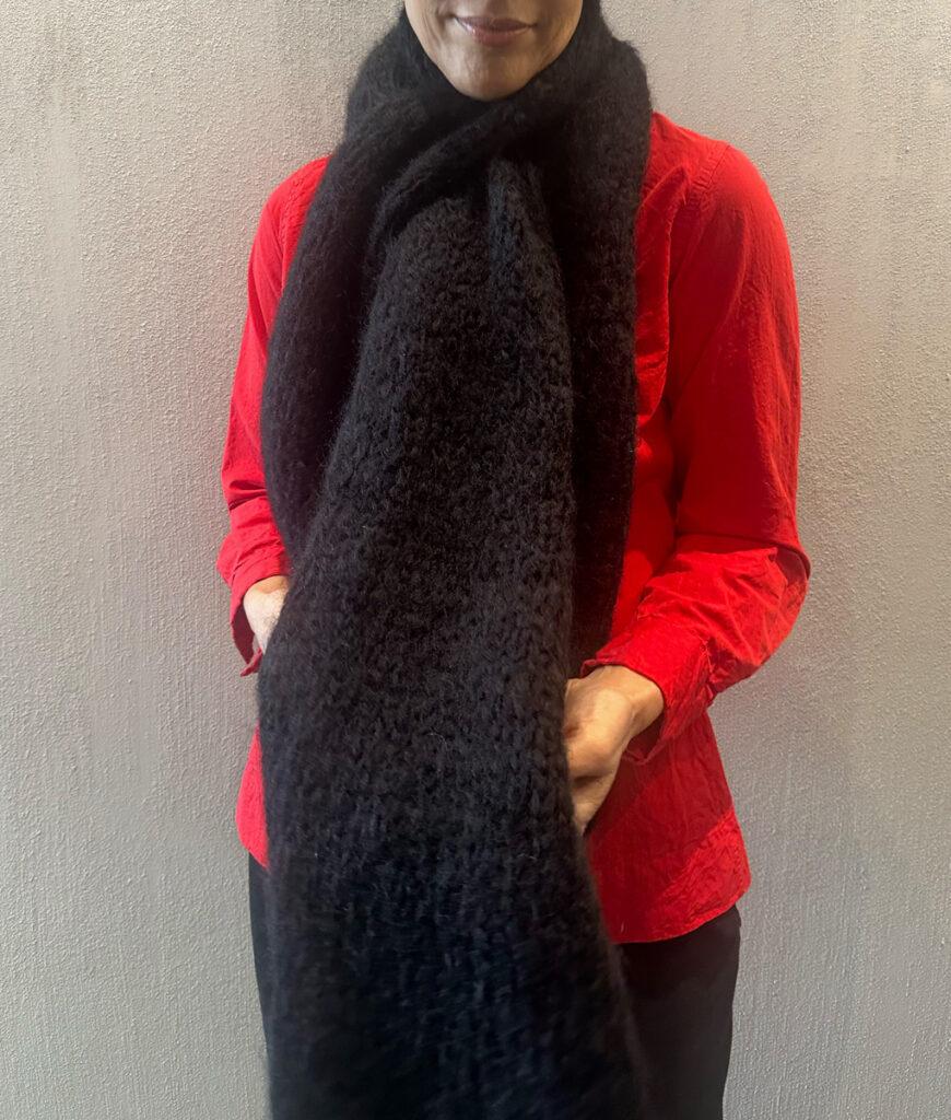 Studio 8 Mohair Scarf Black Khaki