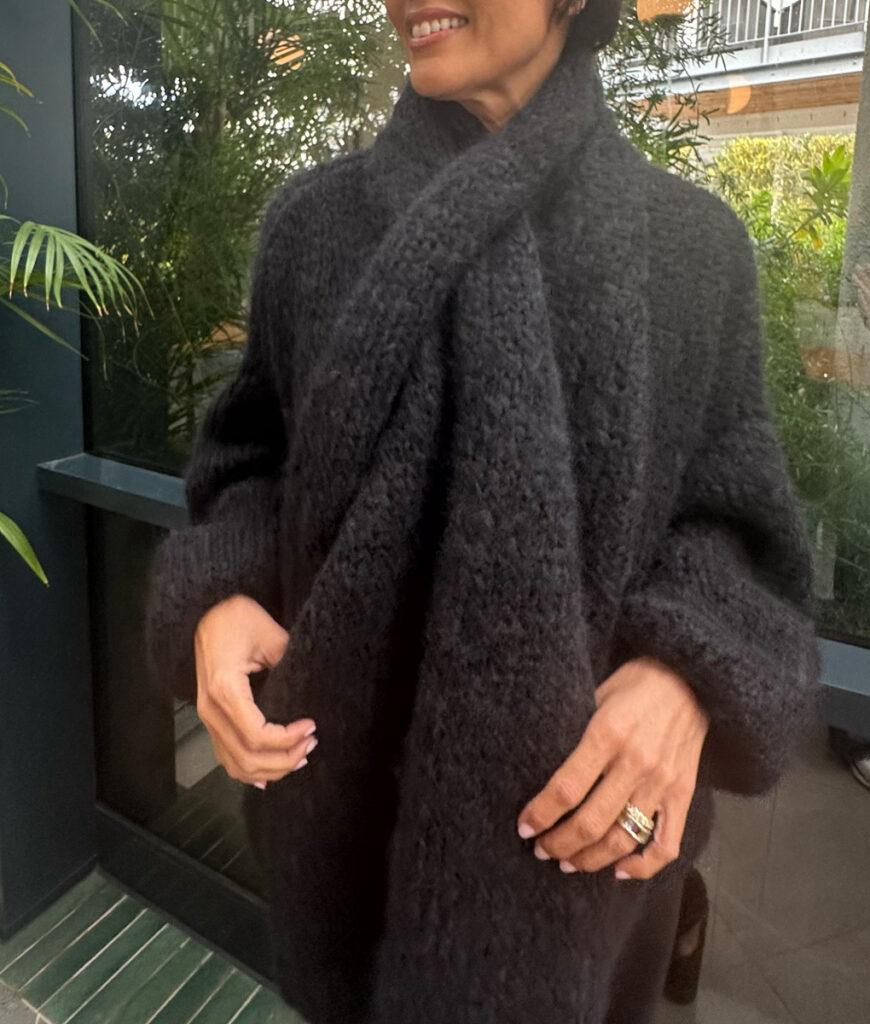 Studio 8 Mohair Scarf Black Khaki