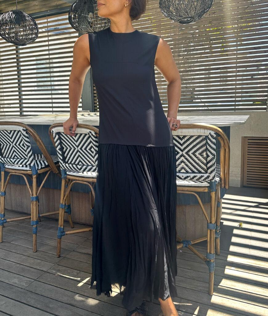 studio 8 Silk satin floaty dress black