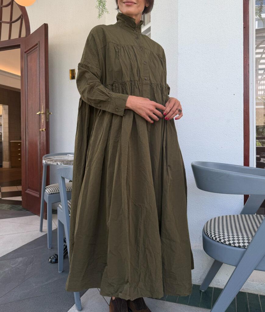 Studio 8 Square Long Sleeve Dress Khaki