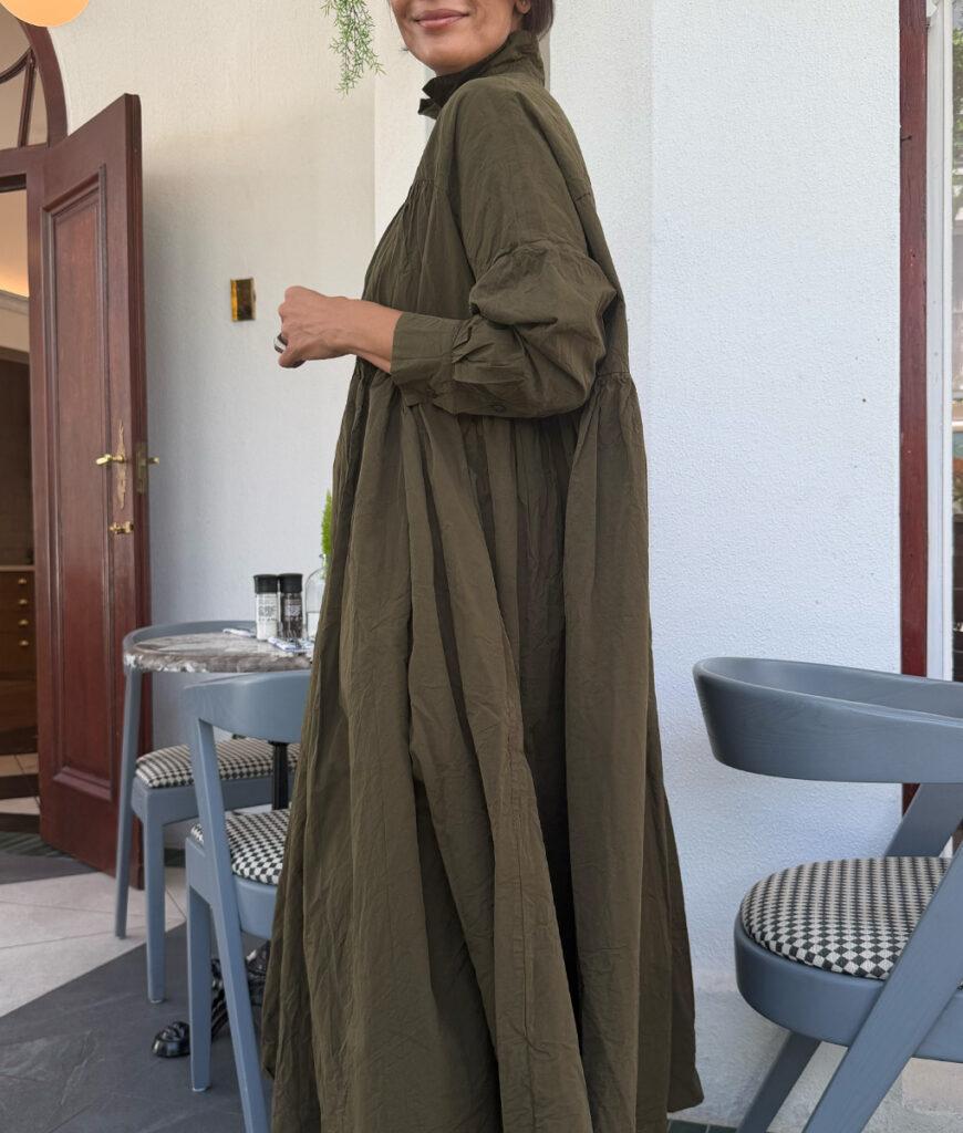 Studio 8 Square Long Sleeve Dress Khaki