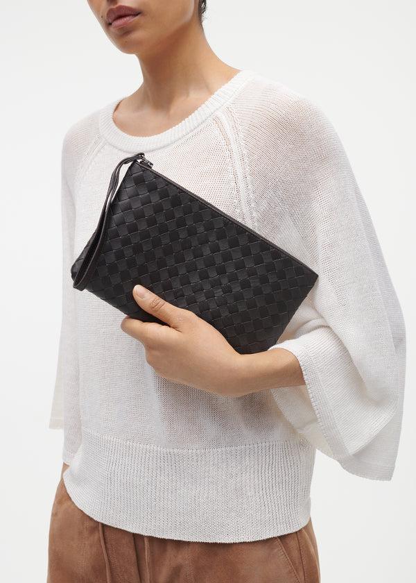 studio ar LEA Woven Leather Clutch