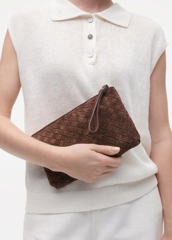 studio ar LIA Woven Gritty Suede Clutch