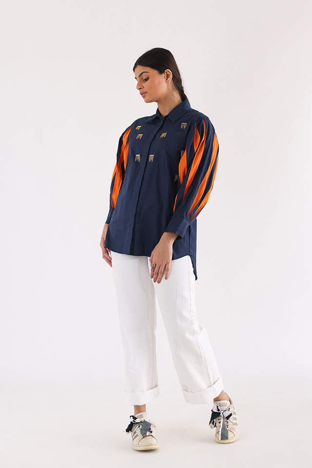 Studio Moda Pleated Sleeve Flow Shirt