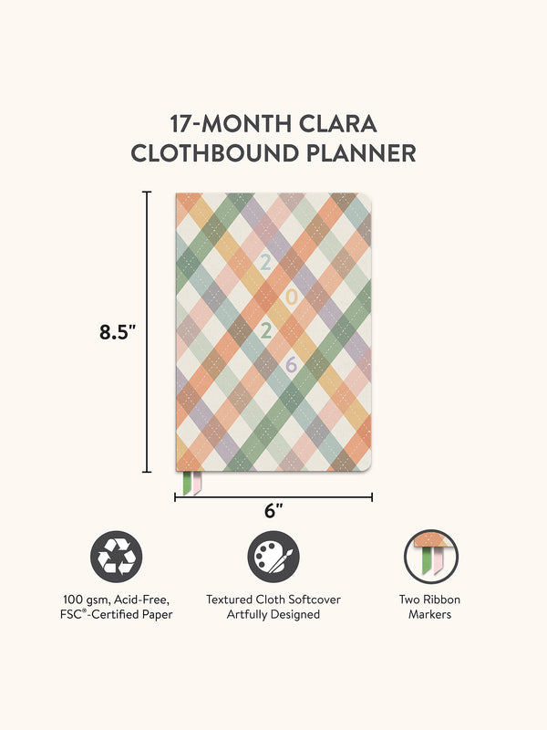 Studio Oh 2026 As If Argyle Clara Clothbound Planner