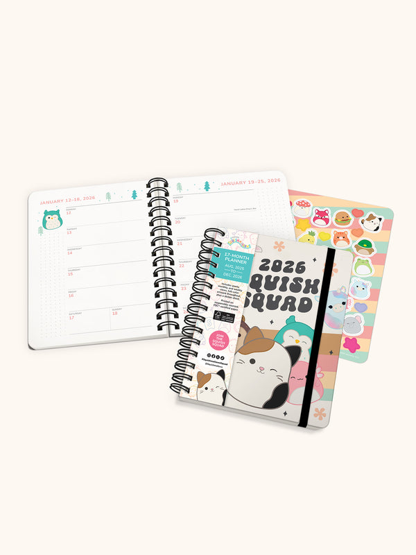 Studio Oh 2026 Squishmallows Squish Squad Deluxe Compact Flexi Planner