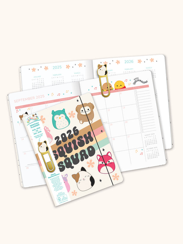 Studio Oh 2026 Squishmallows Squish Squad Just Right Monthly Planner With Enamel Charm Bookmark