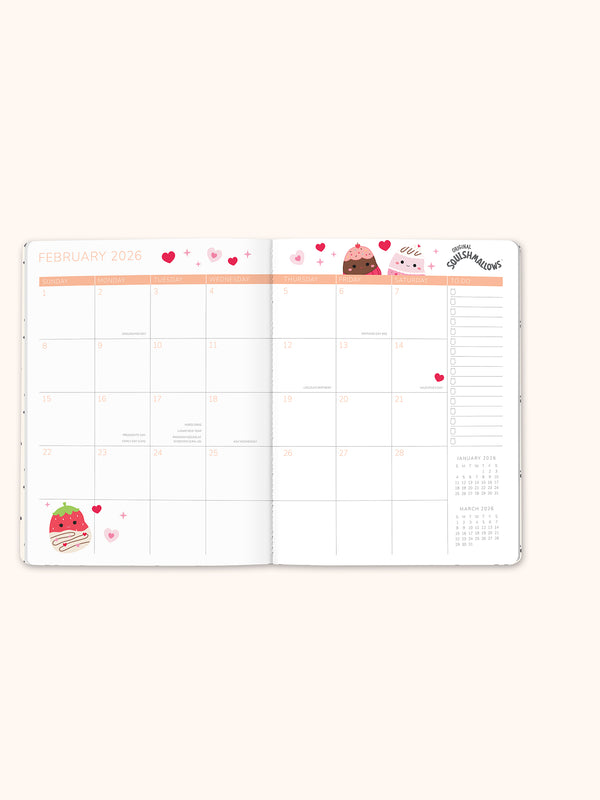 Studio Oh 2026 Squishmallows Squish Squad Just Right Monthly Planner With Enamel Charm Bookmark