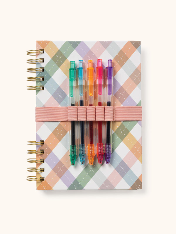 studio oh As If Argyle Harper Split-Spiral Notebook & Pen Set